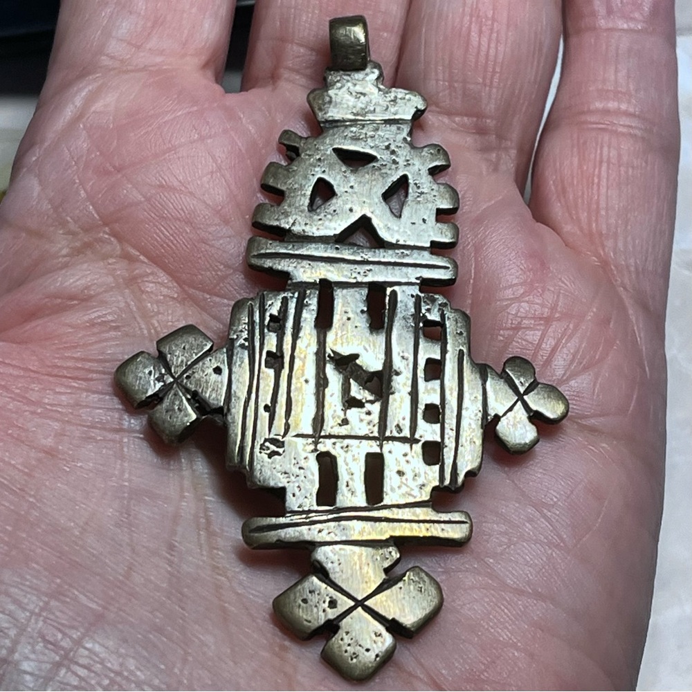 Artisan Gold-Toned Tribal Pendant Necklace